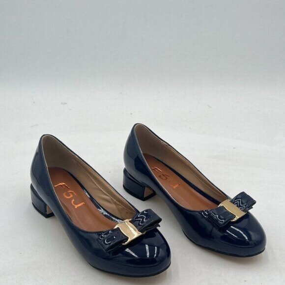 FSJ Women's Closed Toe Chunky Heels Slip on Comfortable Business Party - Picture 1 of 7